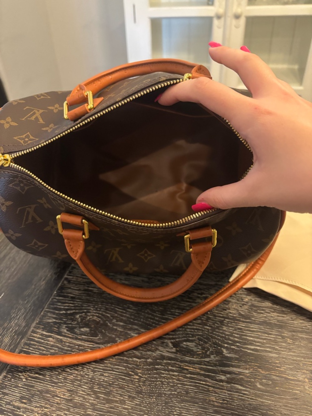 Daisys Boutique Brown Monogram Satchel with Tan Trim - Picture 5 of 8